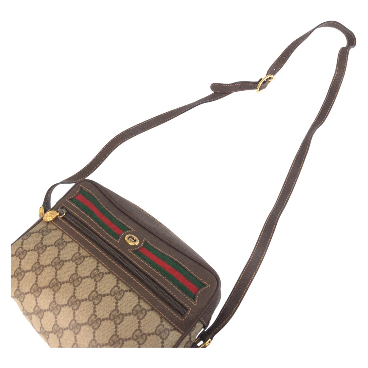 25320
GUCCI グッチ シェリーライン ブラウン ベージュ ゴールド金具 GGスプリームキャンバス / レザー 56 02 087 ショルダーバッグ ポシェット レディース AB35