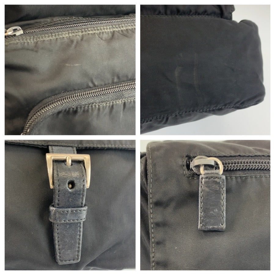 25321
PRADA プラダ テスート 三角ロゴプレート ブラック 黒 シルバー金具 ナイロン ショルダーバッグ メッセンジャーバッグ レディース AB37