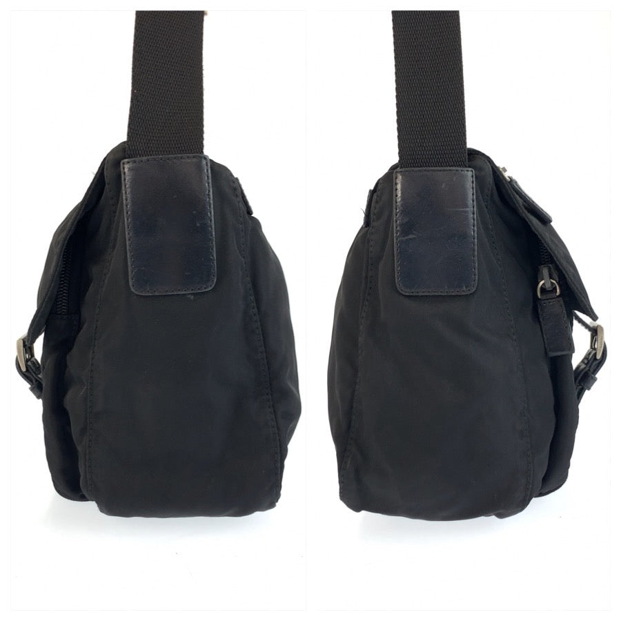 25321
PRADA プラダ テスート 三角ロゴプレート ブラック 黒 シルバー金具 ナイロン ショルダーバッグ メッセンジャーバッグ レディース AB37