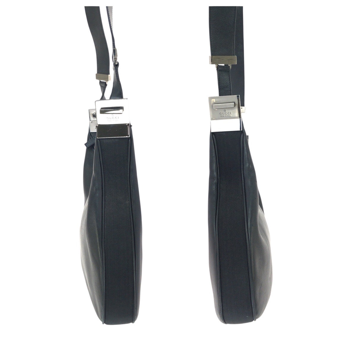 25322
GUCCI グッチ ホーボー ブラック 黒 シルバー金具 レザー 001 3315 ショルダーバッグ レディース ABP37