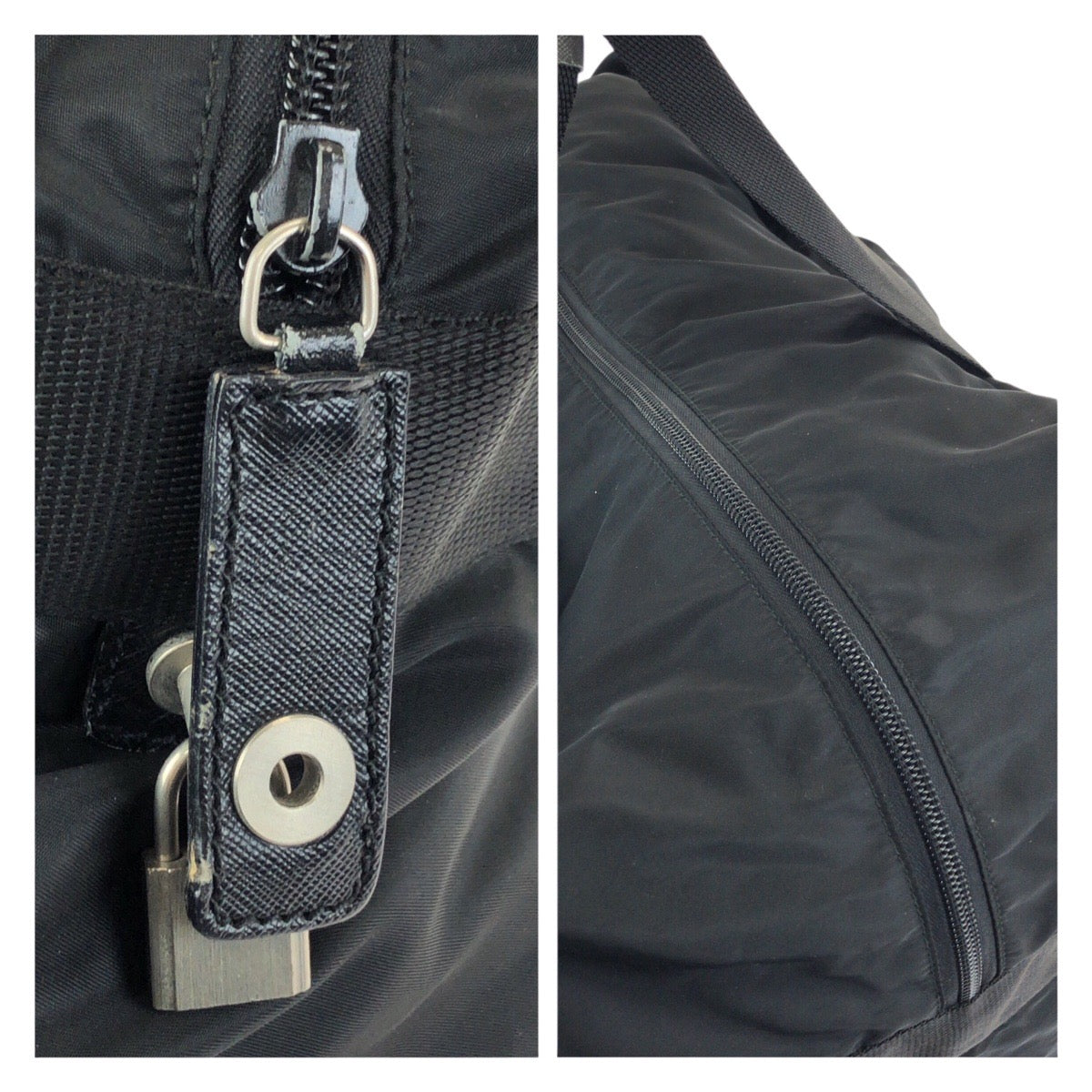25323
PRADA プラダ テスート サフィアーノ 三角ロゴプレート ブラック 黒 シルバー金具 ナイロン / レザー ボストンバッグ トラベルバッグ メンズ ABP56