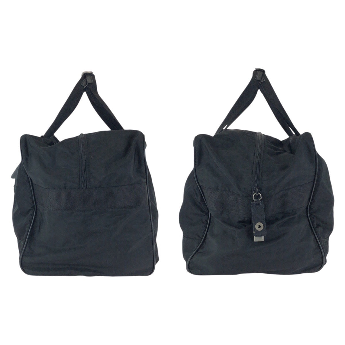 25323
PRADA プラダ テスート サフィアーノ 三角ロゴプレート ブラック 黒 シルバー金具 ナイロン / レザー ボストンバッグ トラベルバッグ メンズ ABP56