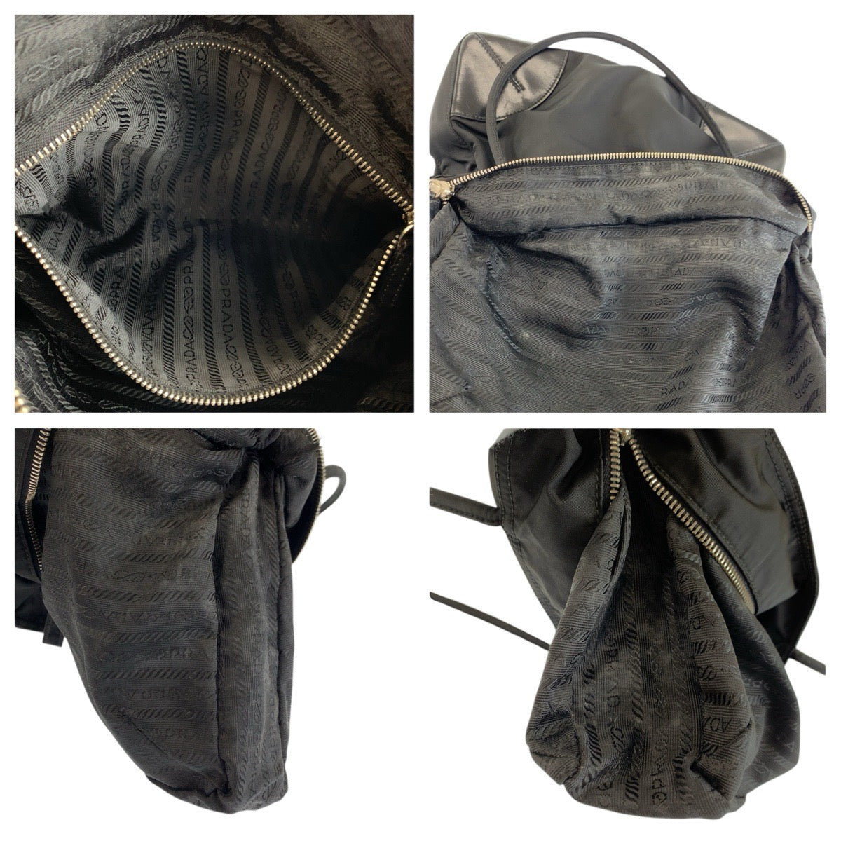 25324
PRADA プラダ テスート 三角ロゴプレート ブラック 黒 シルバー金具 ナイロン / レザー トートバッグ ショルダーバッグ レディース ABP37