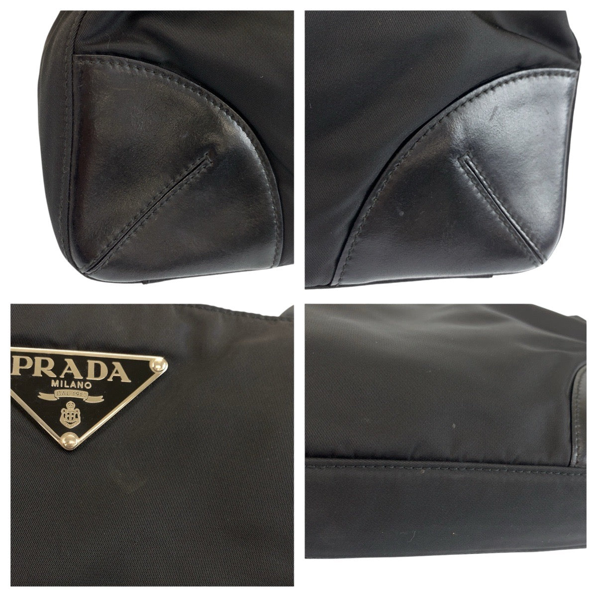 25324
PRADA プラダ テスート 三角ロゴプレート ブラック 黒 シルバー金具 ナイロン / レザー トートバッグ ショルダーバッグ レディース ABP37