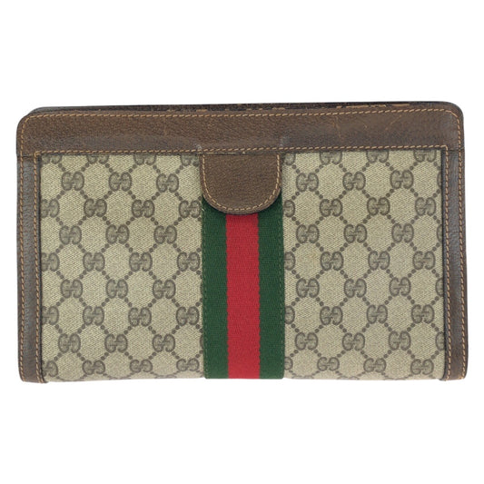 25326
GUCCI グッチ オールドグッチ シェリーライン ベージュ ブラウン GGスプリームキャンバス クラッチバッグ セカンドバッグ メンズ AB14