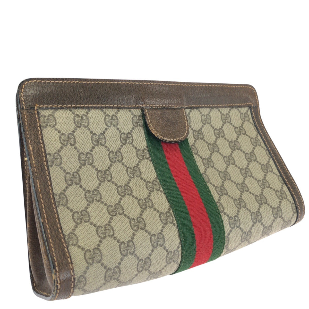 25326
GUCCI グッチ オールドグッチ シェリーライン ベージュ ブラウン GGスプリームキャンバス クラッチバッグ セカンドバッグ メンズ AB14