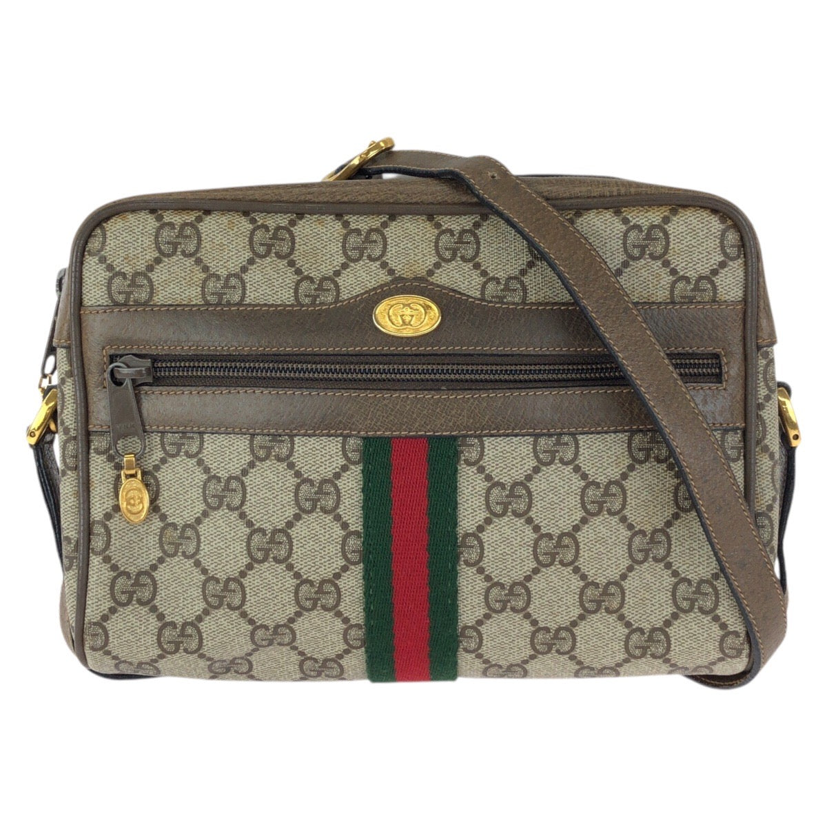 25327
GUCCI グッチ ヴィンテージ オールドグッチ シェリーライン ベージュ ブラウン ゴールド金具 GGスプリームキャンバス 75 02 004 ショルダーバッグ レディース AB30