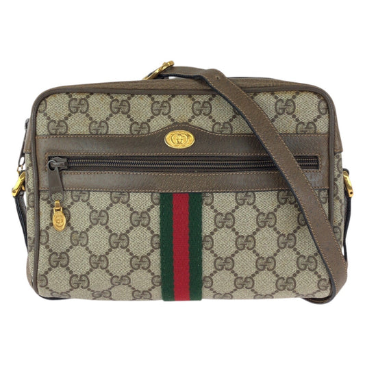 25327
GUCCI グッチ ヴィンテージ オールドグッチ シェリーライン ベージュ ブラウン ゴールド金具 GGスプリームキャンバス 75 02 004 ショルダーバッグ レディース AB30
