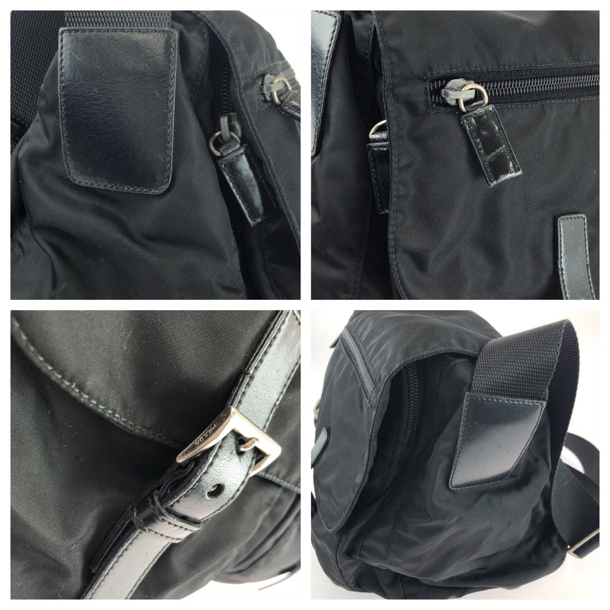 25330
PRADA プラダ テスート 三角ロゴプレート ブラック 黒 シルバー金具 ナイロン / レザー ショルダーバッグ メッセンジャーバッグ レディース AB30
