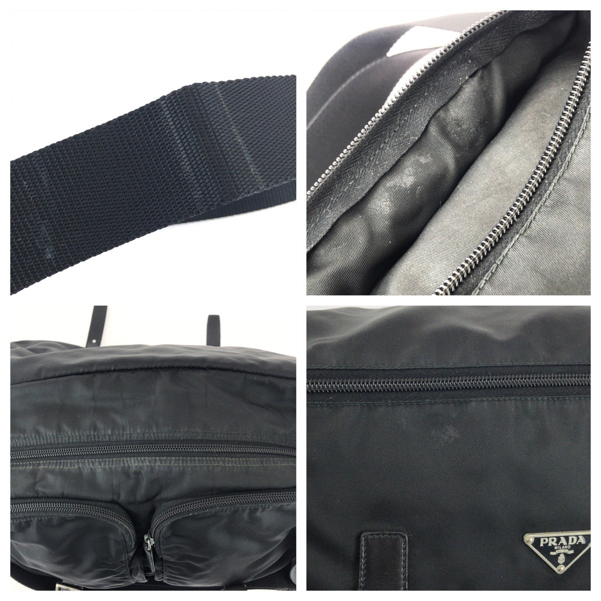 25330
PRADA プラダ テスート 三角ロゴプレート ブラック 黒 シルバー金具 ナイロン / レザー ショルダーバッグ メッセンジャーバッグ レディース AB30