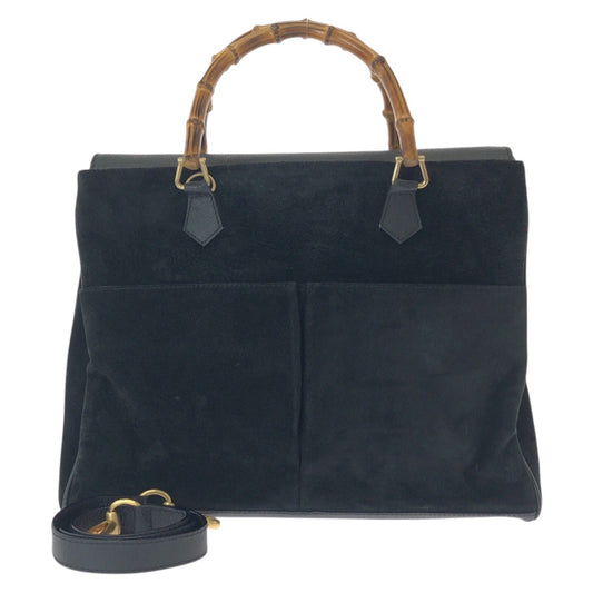25333
GUCCI グッチ ヴィンテージ バンブー ２way ブラック 黒 ゴールド金具 スウェード 002 123 0322 トートバッグ ショルダーバッグ レディース ABP49