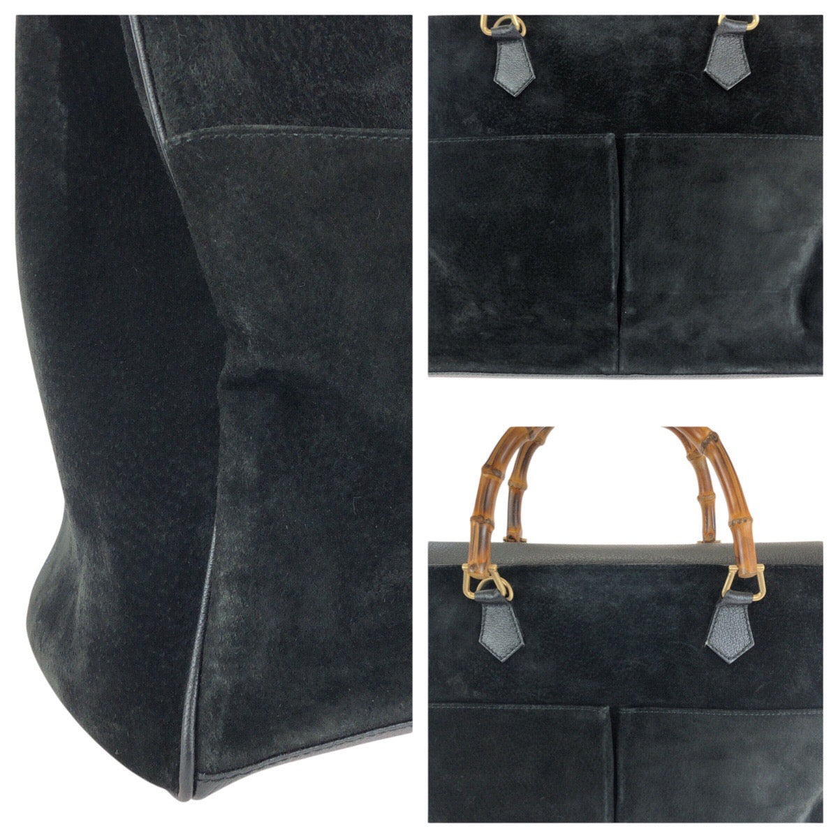 25333
GUCCI グッチ ヴィンテージ バンブー ２way ブラック 黒 ゴールド金具 スウェード 002 123 0322 トートバッグ ショルダーバッグ レディース ABP49