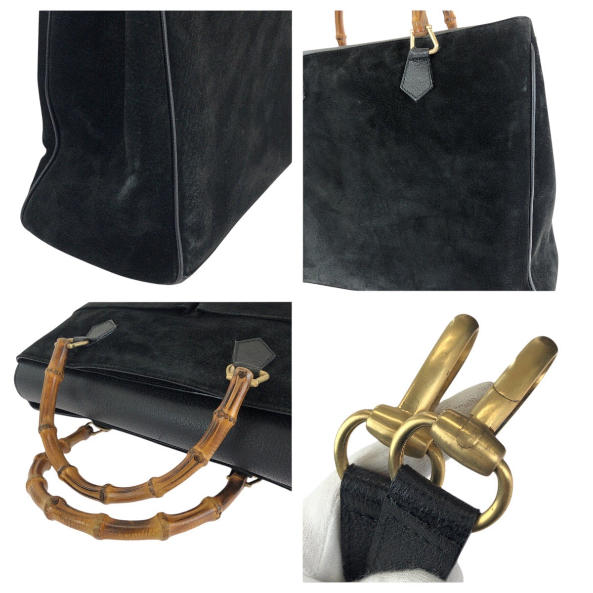 25333
GUCCI グッチ ヴィンテージ バンブー ２way ブラック 黒 ゴールド金具 スウェード 002 123 0322 トートバッグ ショルダーバッグ レディース ABP49