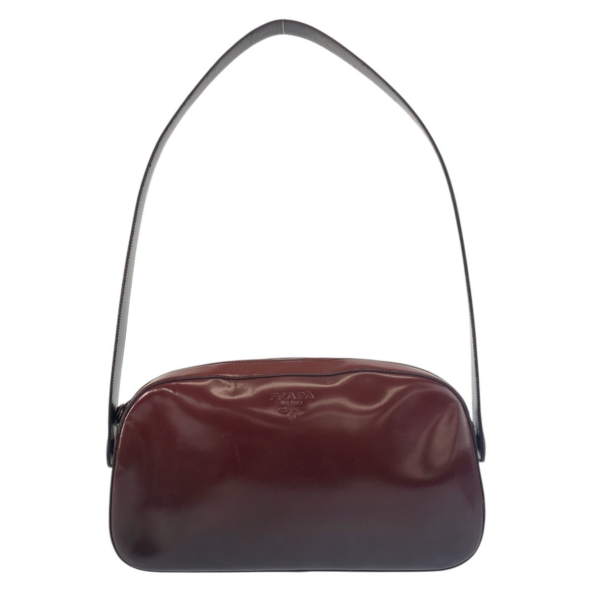 25334
PRADA プラダ ワインレッド ブラック パテントレザー ショルダーバッグ レディース ABP36