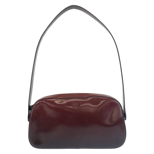 25334
PRADA プラダ ワインレッド ブラック パテントレザー ショルダーバッグ レディース ABP36