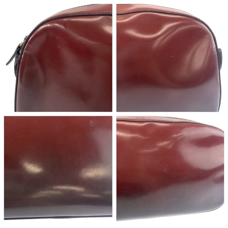 25334
PRADA プラダ ワインレッド ブラック パテントレザー ショルダーバッグ レディース ABP36