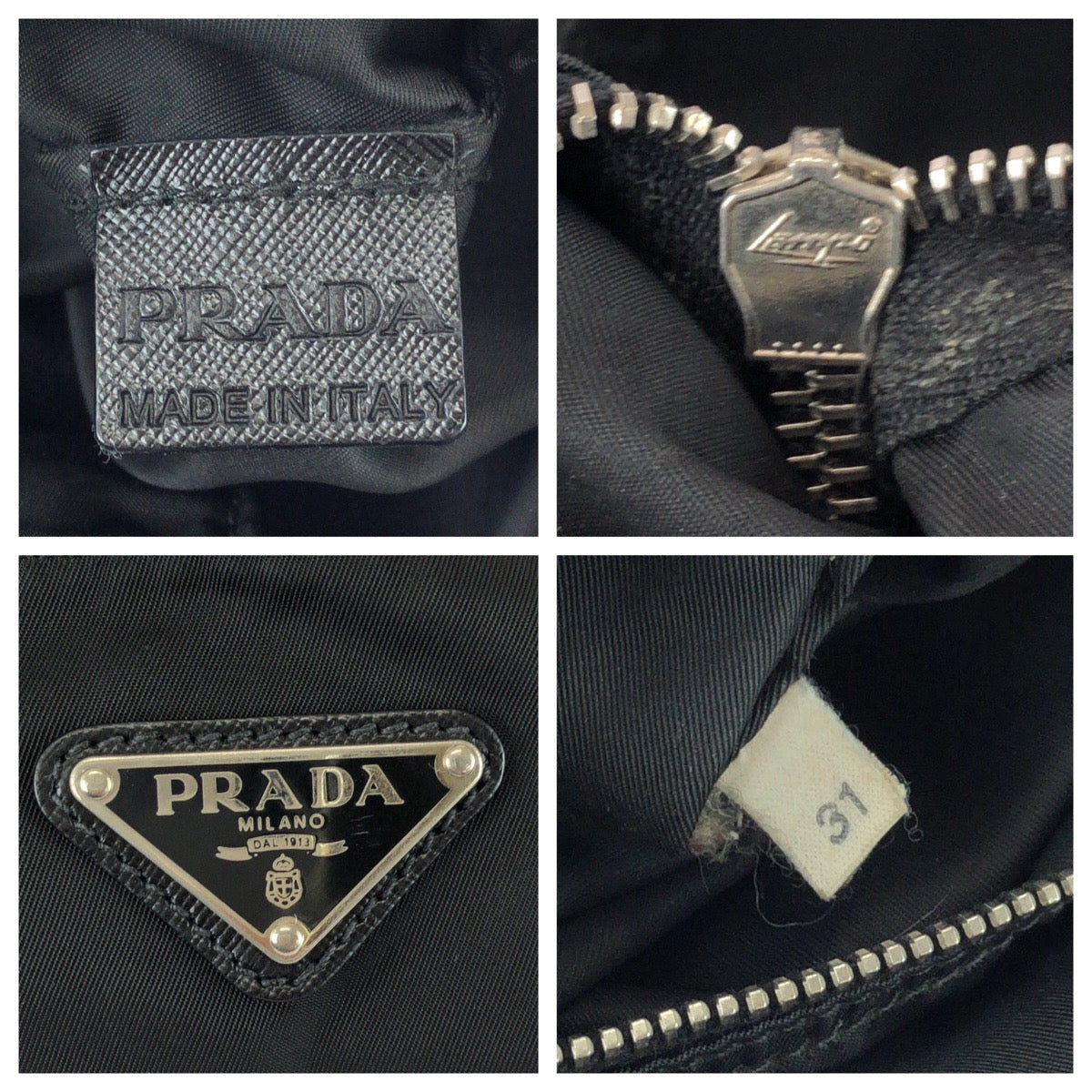 25338
PRADA プラダ テスート サフィアーノ 三角ロゴプレート ブラック 黒 シルバー金具 ナイロン / レザー トートバッグ ショルダーバッグ レディース ABP35