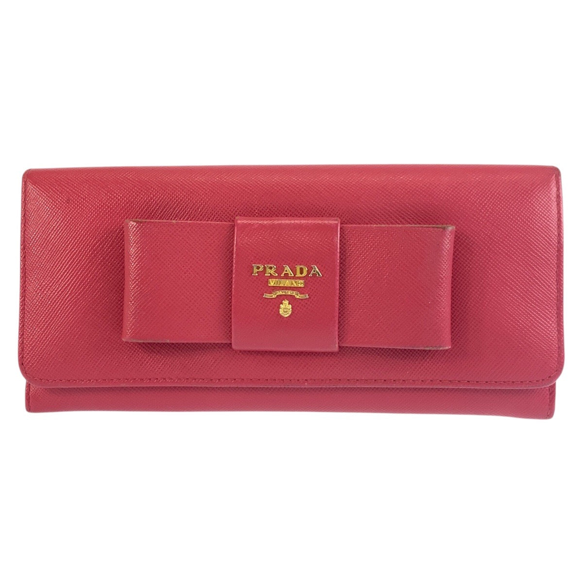 25340
PRADA プラダ サフィアーノ リボン ピンク ゴールド金具 レザー 長財布 ロングウォレット レディース AB16