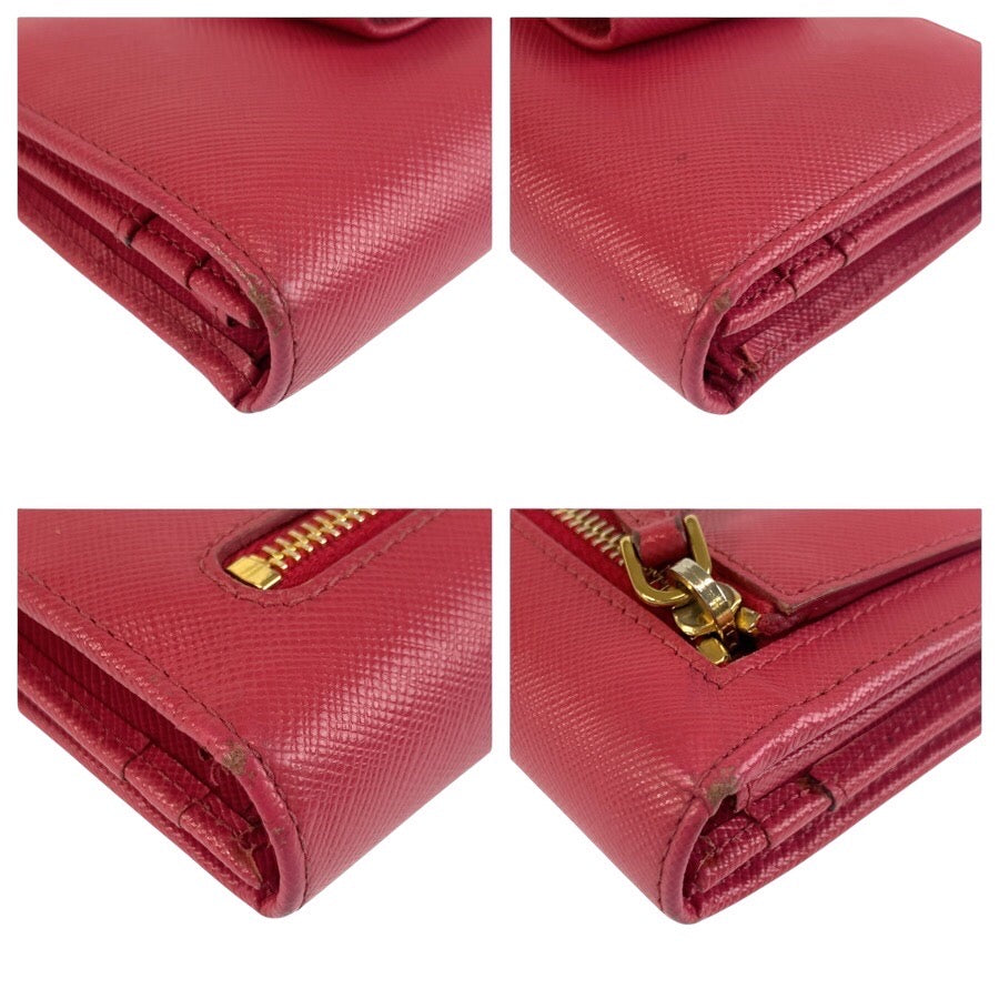 25340
PRADA プラダ サフィアーノ リボン ピンク ゴールド金具 レザー 長財布 ロングウォレット レディース AB16