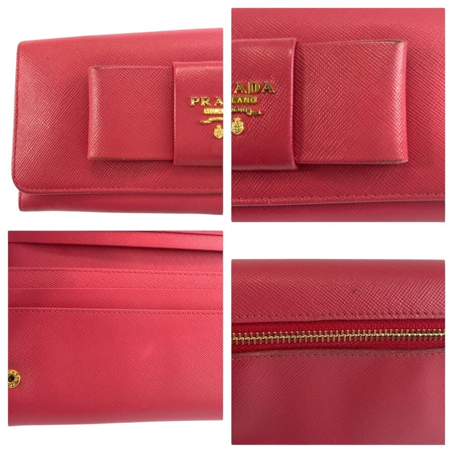 25340
PRADA プラダ サフィアーノ リボン ピンク ゴールド金具 レザー 長財布 ロングウォレット レディース AB16