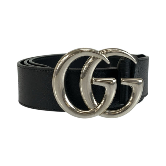 25343
GUCCI グッチ GGマーモント 95cm/38インチ ブラック 黒 シルバー金具 レザー 406831 ベルト メンズ ABP35