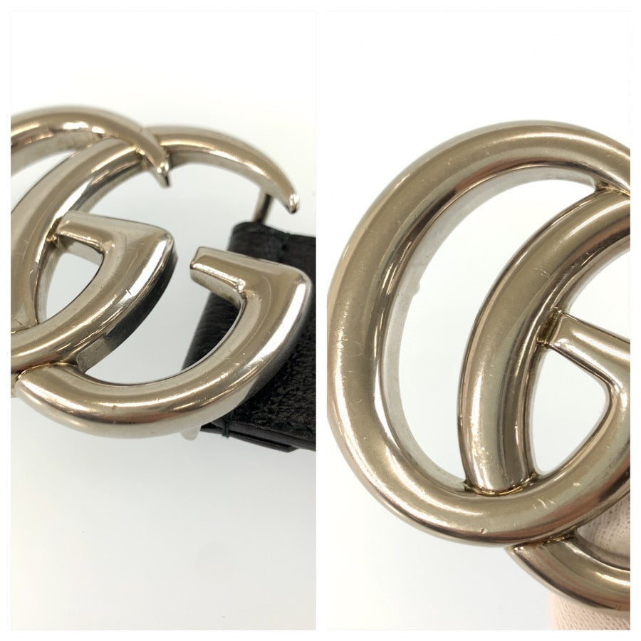 25343
GUCCI グッチ GGマーモント 95cm/38インチ ブラック 黒 シルバー金具 レザー 406831 ベルト メンズ ABP35
