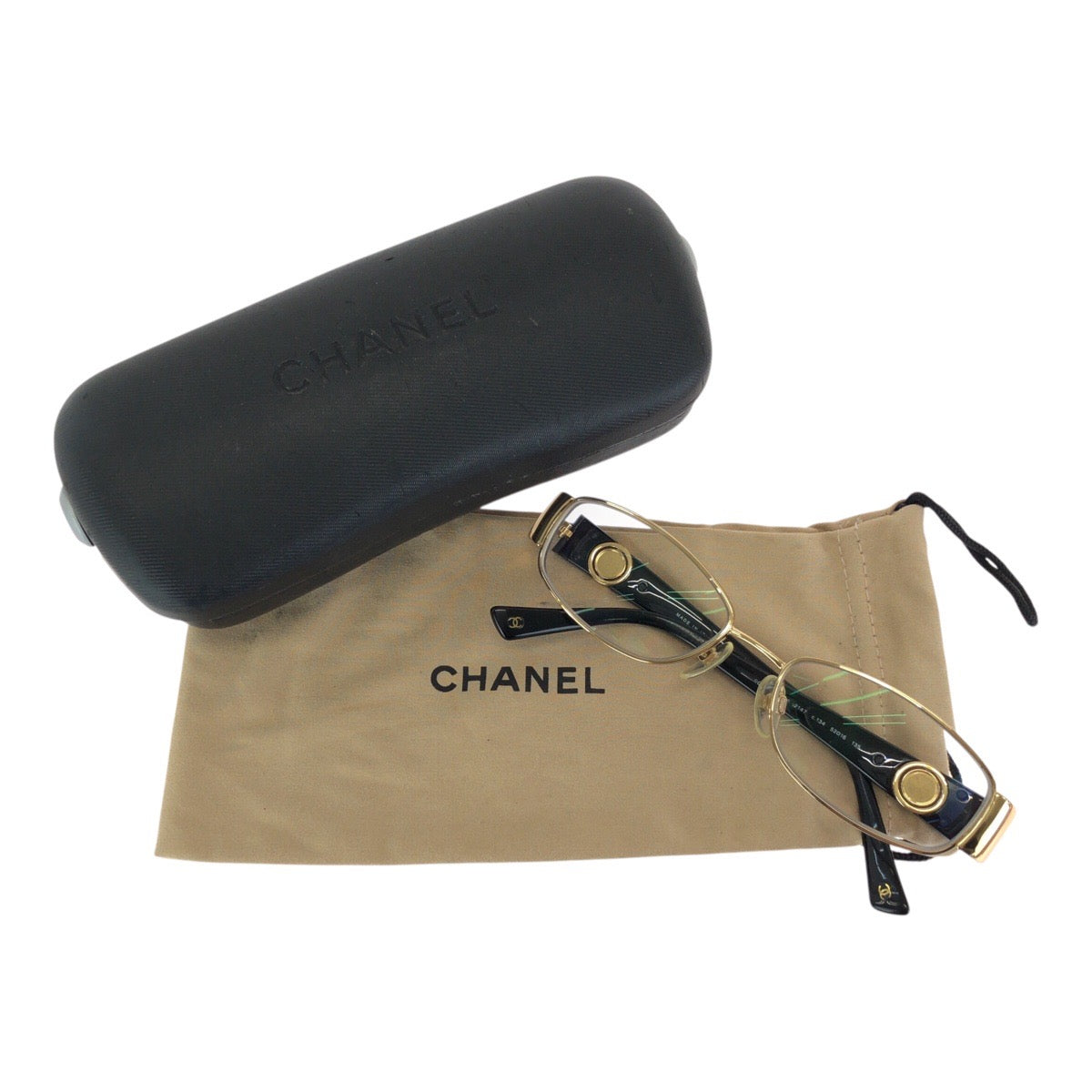 25347
CHANEL シャネル ココマーク ゴールド ブラック プラスチック / メタル 2147 メガネ メガネフレームのみ レディース ABP15