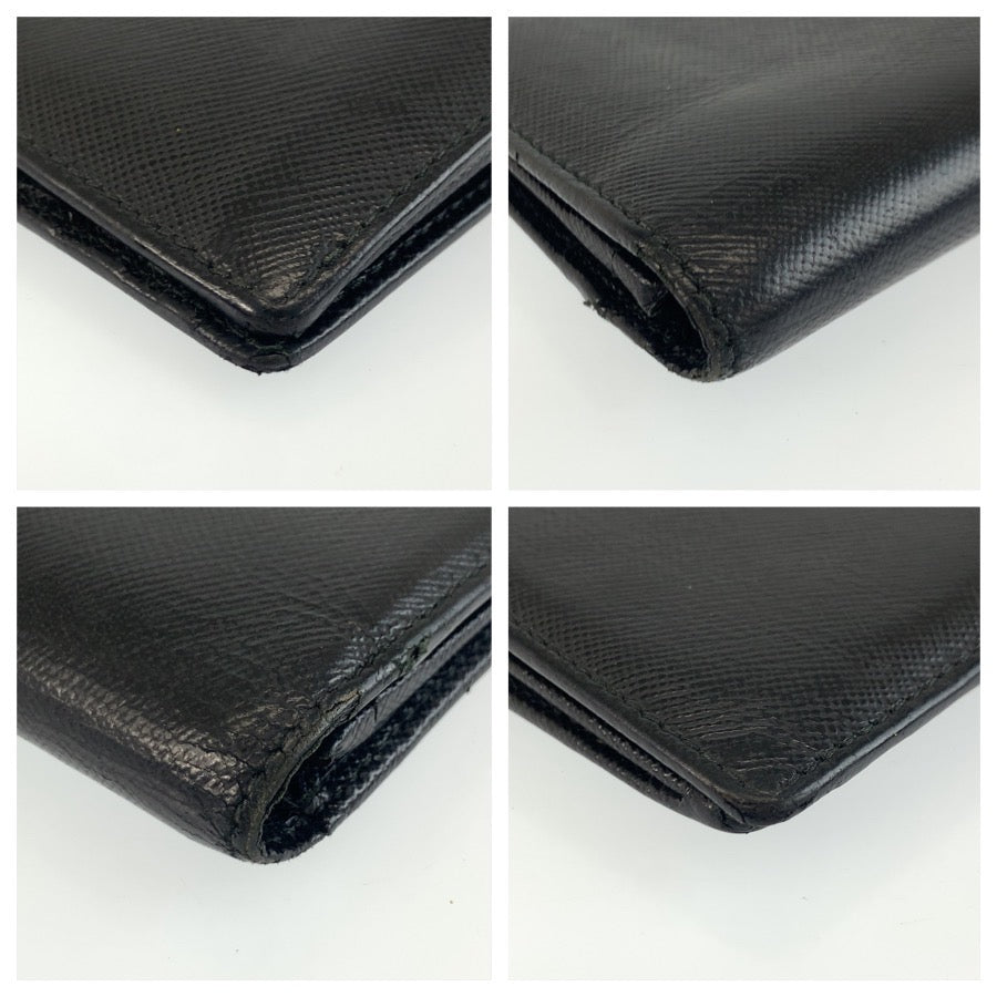 25349
PRADA プラダ サフィアーノ ブラック 黒 シルバー金具 レザー 長財布 ロングウォレット メンズ AB16