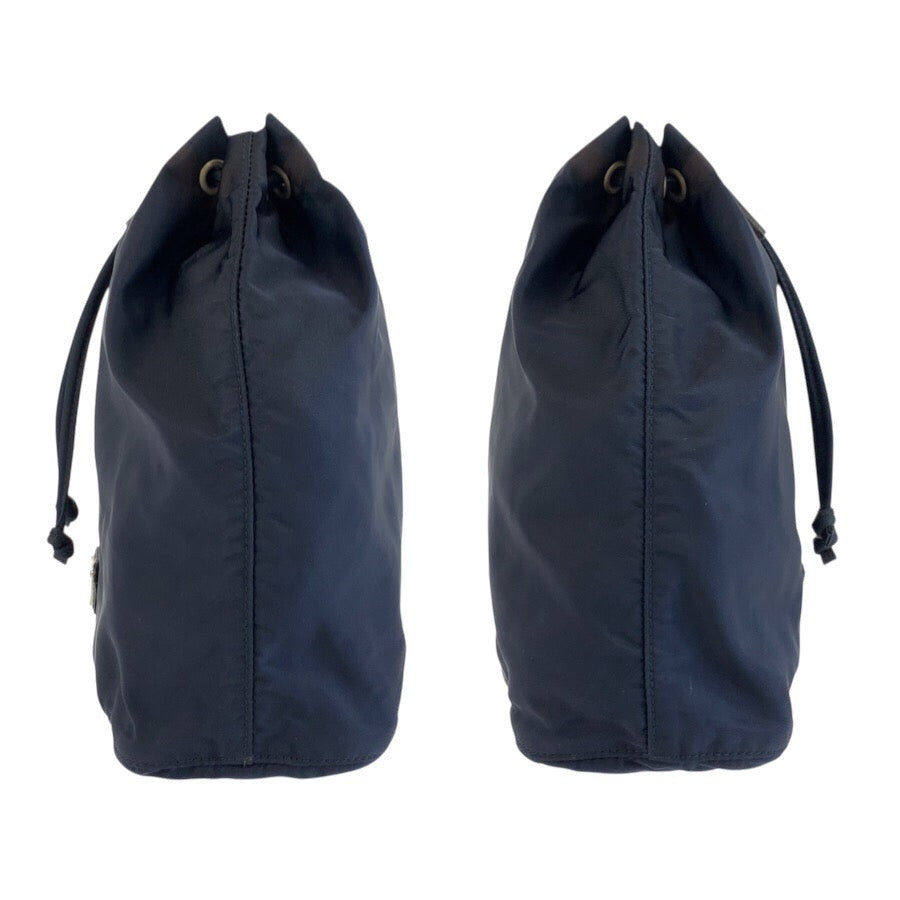 25350
PRADA プラダ テスート 三角ロゴプレート ネイビー シルバー金具 ナイロン 巾着ポーチ レディース AB16