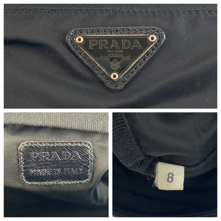 25351
PRADA プラダ テスート 三角ロゴプレート ブラック 黒 シルバー金具 ナイロン ポーチ クラッチバッグ レディース ABP21