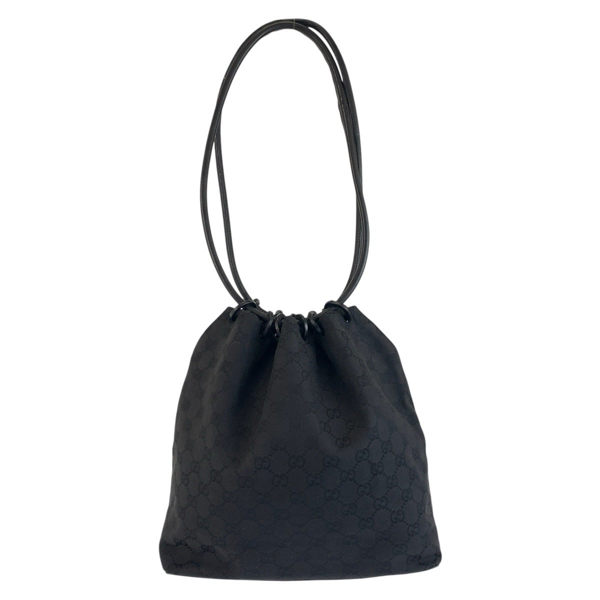 25352
GUCCI グッチ ブラック 黒 ゴールド金具 GGキャンバス / レザー 90644 巾着ショルダーバッグ レディース ABP36