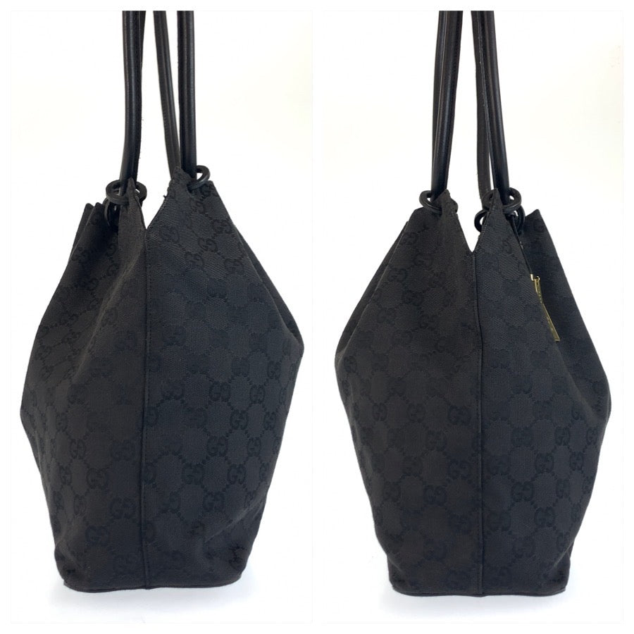 25352
GUCCI グッチ ブラック 黒 ゴールド金具 GGキャンバス / レザー 90644 巾着ショルダーバッグ レディース ABP36