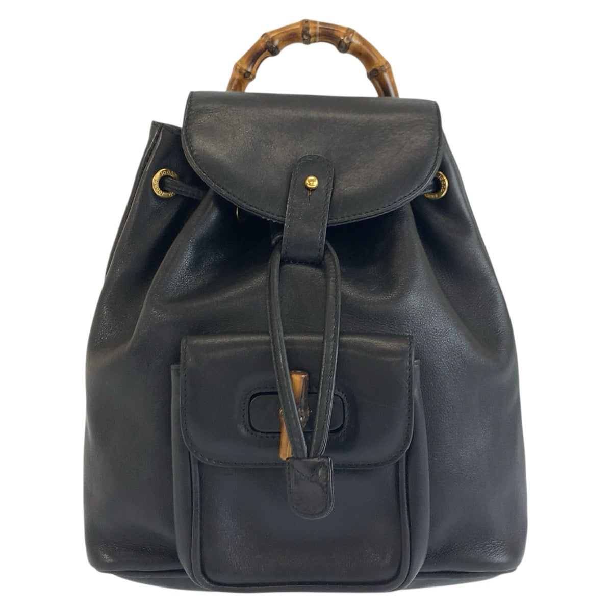 25353
GUCCI グッチ ヴィンテージ バンブー ブラック 黒 ゴールド金具 レザー 003 1703 リュックサック バックパック レディース ABP36