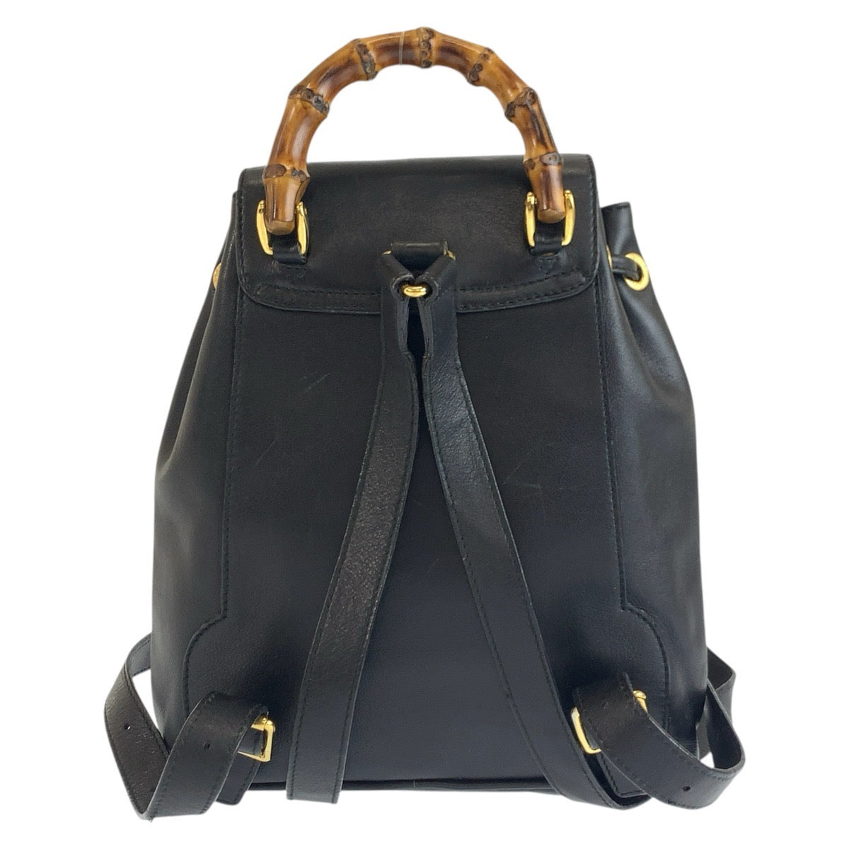 25353
GUCCI グッチ ヴィンテージ バンブー ブラック 黒 ゴールド金具 レザー 003 1703 リュックサック バックパック レディース ABP36