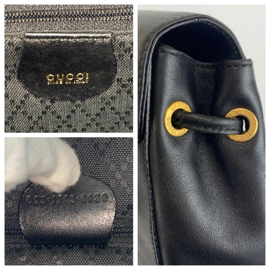 25353
GUCCI グッチ ヴィンテージ バンブー ブラック 黒 ゴールド金具 レザー 003 1703 リュックサック バックパック レディース ABP36