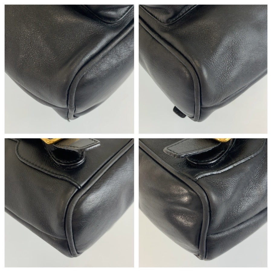 25353
GUCCI グッチ ヴィンテージ バンブー ブラック 黒 ゴールド金具 レザー 003 1703 リュックサック バックパック レディース ABP36