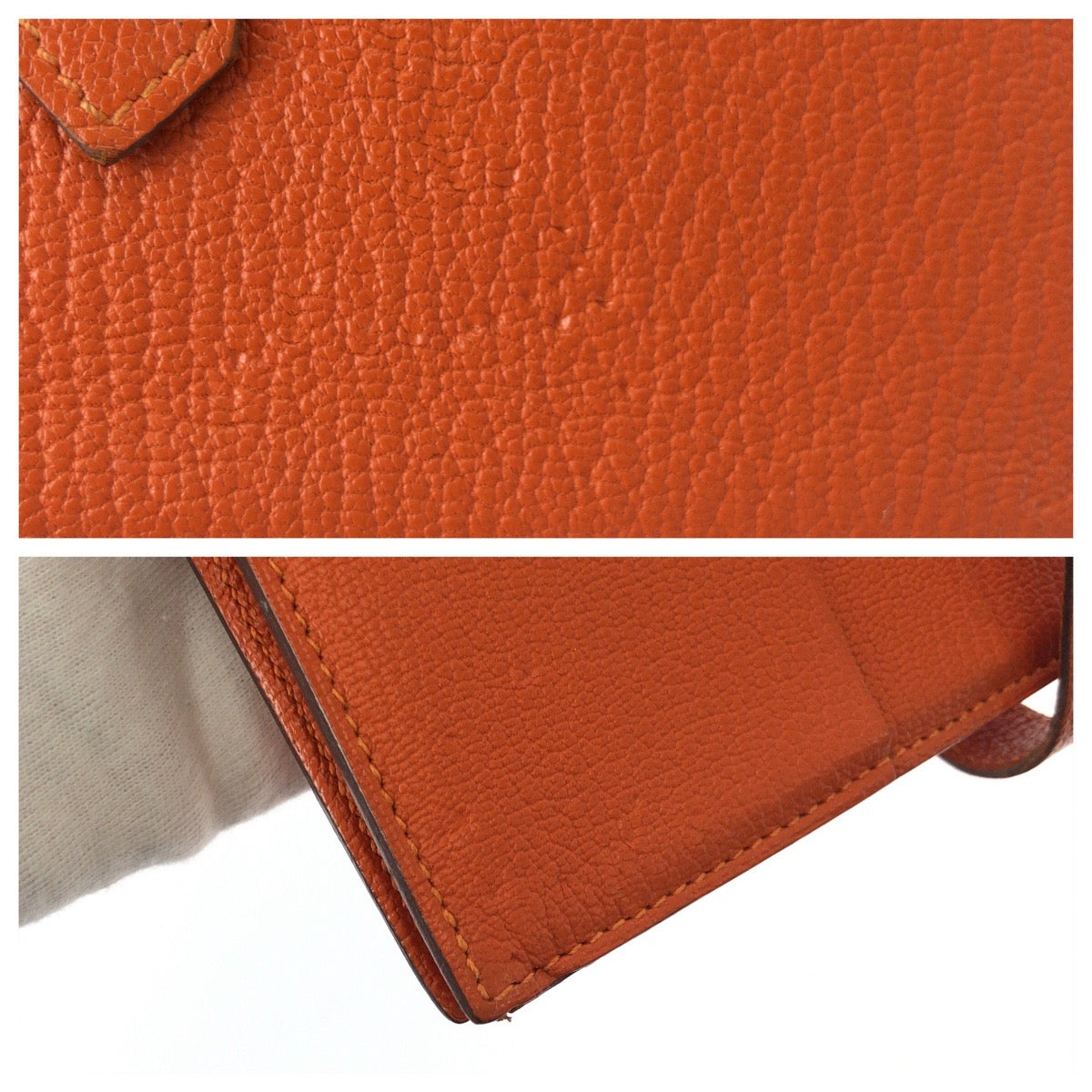 25355
HERMES エルメス ベアンスフレ オレンジ シルバー金具 ヴォーエプソン 長財布 ロングウォレット X刻印 レディース B20