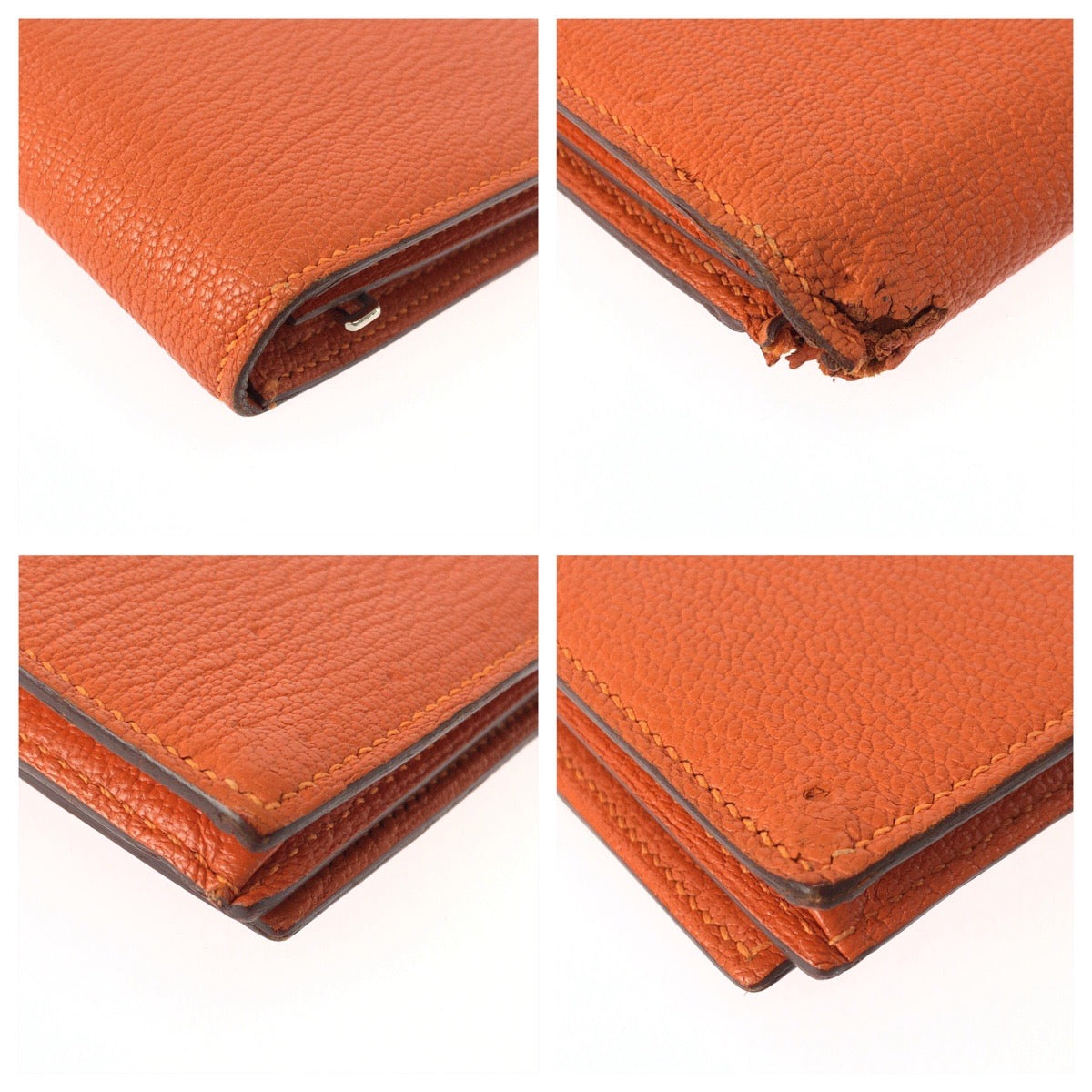 25355
HERMES エルメス ベアンスフレ オレンジ シルバー金具 ヴォーエプソン 長財布 ロングウォレット X刻印 レディース B20