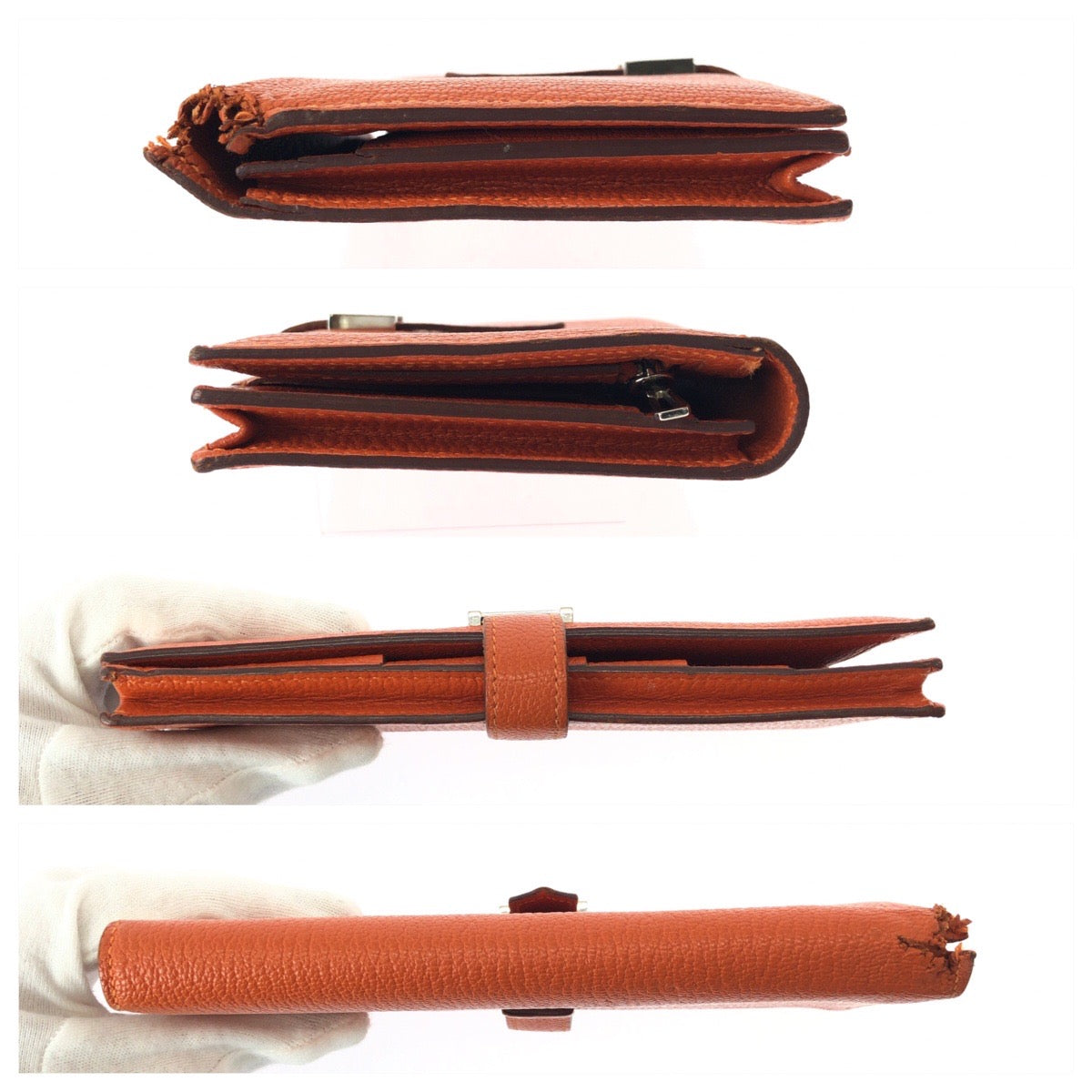 25355
HERMES エルメス ベアンスフレ オレンジ シルバー金具 ヴォーエプソン 長財布 ロングウォレット X刻印 レディース B20