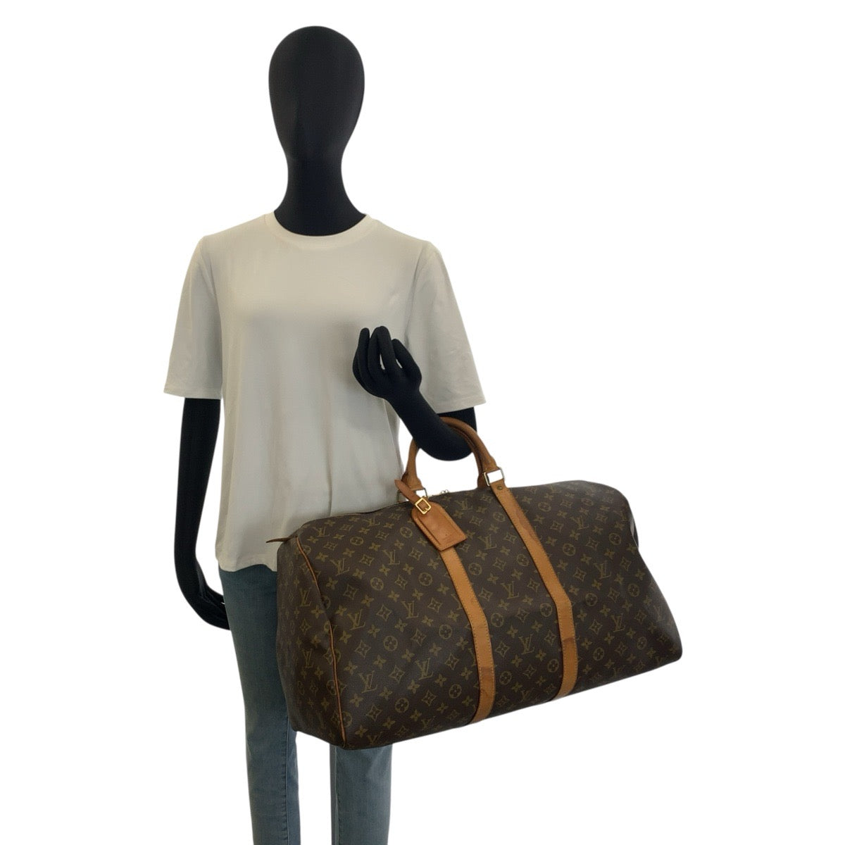 25357
LOUIS VUITTON ルイヴィトン モノグラム キーポル55 ブラウン ゴールド金具 PVC / レザー M41424 ボストンバッグ 男女兼用 レディース AB58