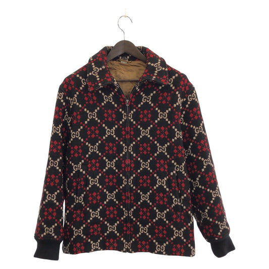 25359
GUCCI グッチ マクロGGダイヤモンドウール サイズ48 ブラック レッド ホワイト ウール 546330 Z507M ウールジャケット ジップジャケット メンズ A90