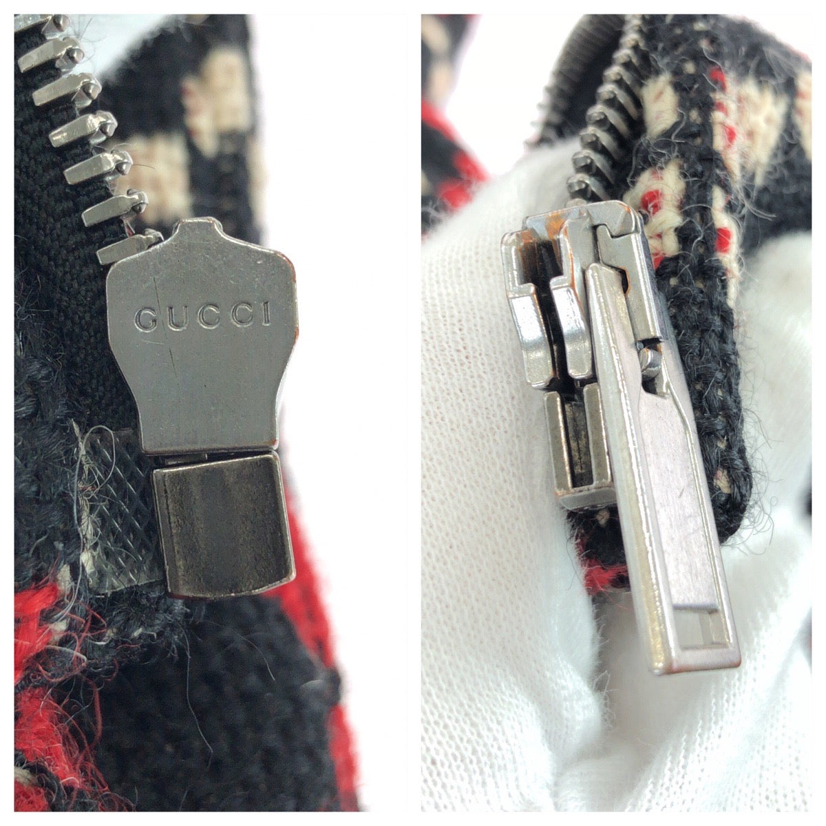 25359
GUCCI グッチ マクロGGダイヤモンドウール サイズ48 ブラック レッド ホワイト ウール 546330 Z507M ウールジャケット ジップジャケット メンズ A90