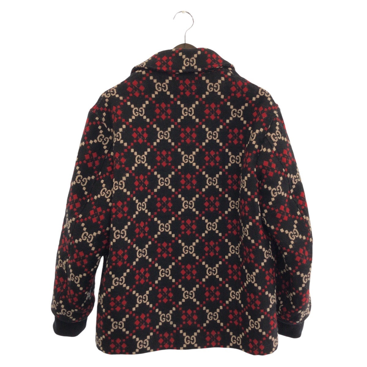 25359
GUCCI グッチ マクロGGダイヤモンドウール サイズ48 ブラック レッド ホワイト ウール 546330 Z507M ウールジャケット ジップジャケット メンズ A90