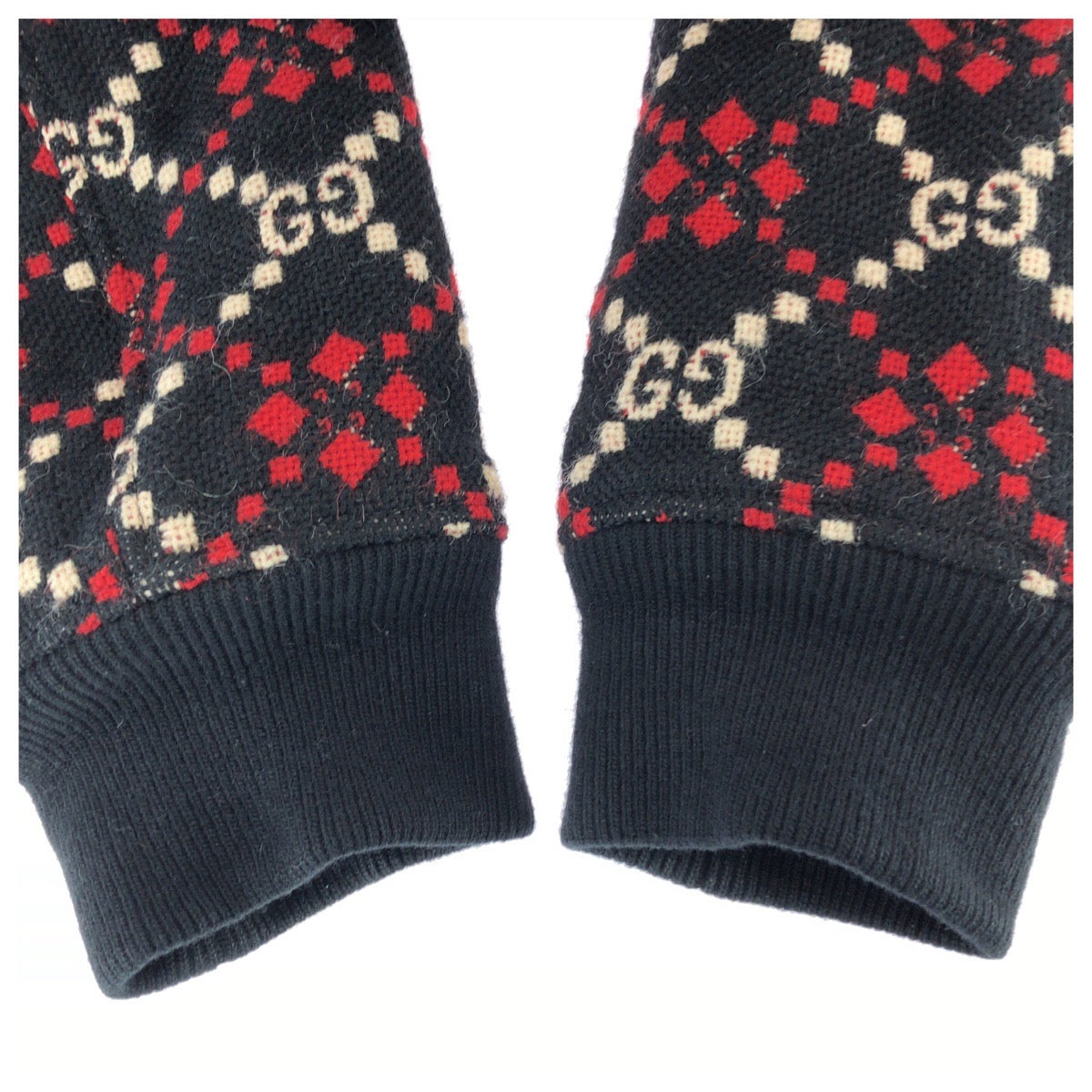 25359
GUCCI グッチ マクロGGダイヤモンドウール サイズ48 ブラック レッド ホワイト ウール 546330 Z507M ウールジャケット ジップジャケット メンズ A90