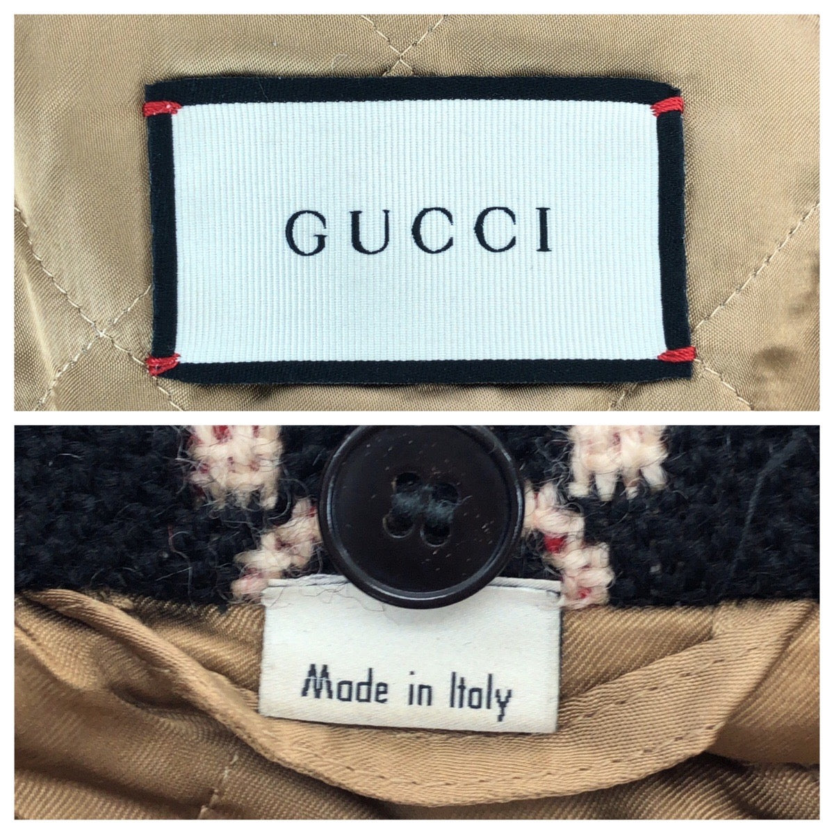 25359
GUCCI グッチ マクロGGダイヤモンドウール サイズ48 ブラック レッド ホワイト ウール 546330 Z507M ウールジャケット ジップジャケット メンズ A90