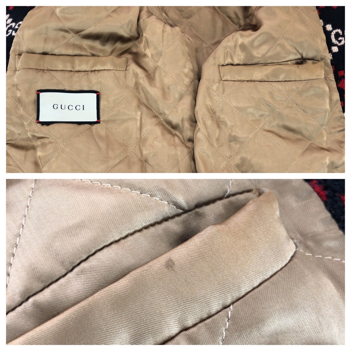 25359
GUCCI グッチ マクロGGダイヤモンドウール サイズ48 ブラック レッド ホワイト ウール 546330 Z507M ウールジャケット ジップジャケット メンズ A90