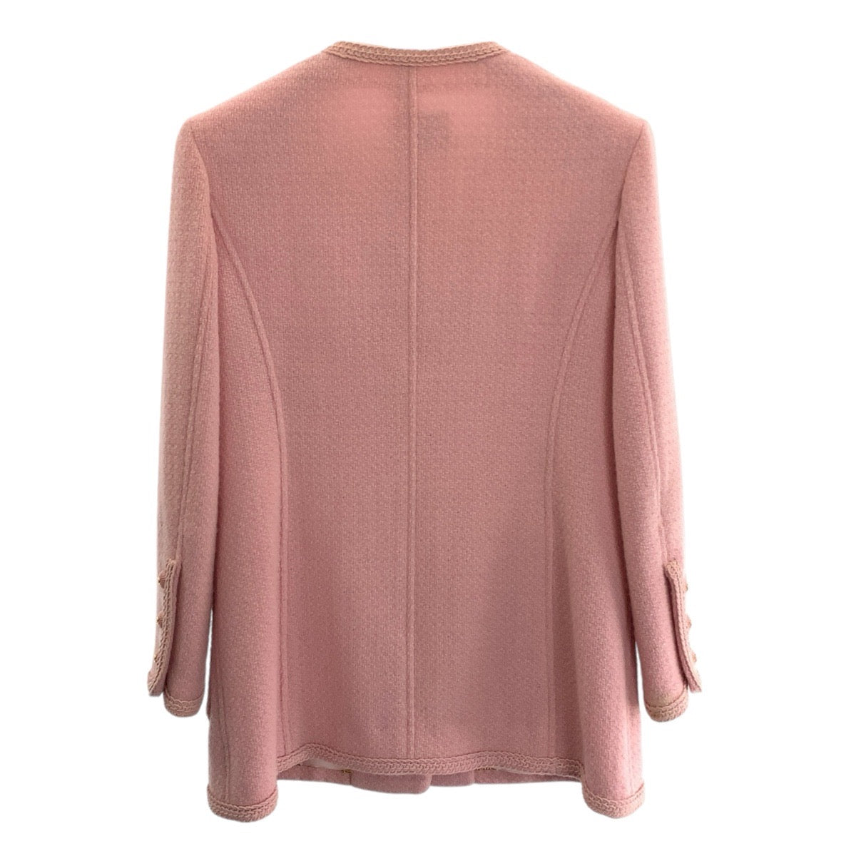 25361
CHANEL シャネル ヴィンテージ ツイード ココマーク サイズ44 ピンク ゴールド金具 ウール / シルク P01242 スーツ セットアップ ジャケット スカート レディース AB210