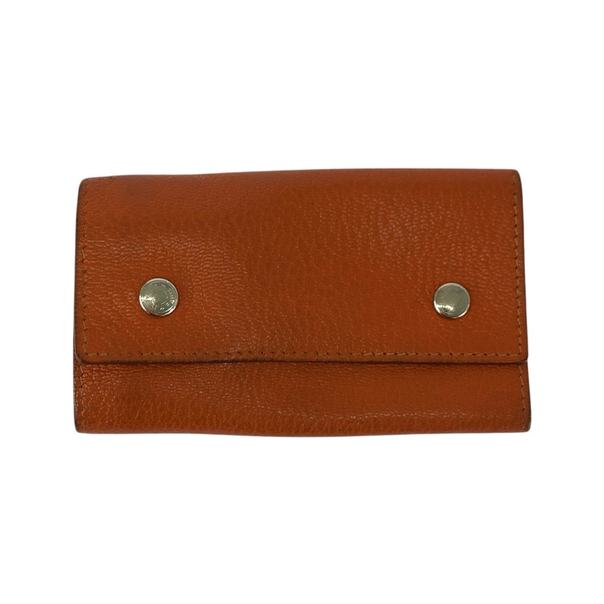 25364
HERMES エルメス セリエ エテュイクレ4 オレンジ シルバー金具 レザー キーケース 4連 □D刻印 レディース AB8