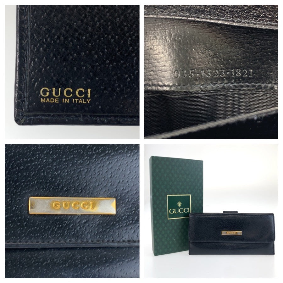 25365
GUCCI グッチ ブラック 黒 レザー 035 1323 1821 長財布 ロングウォレット レディース AB5