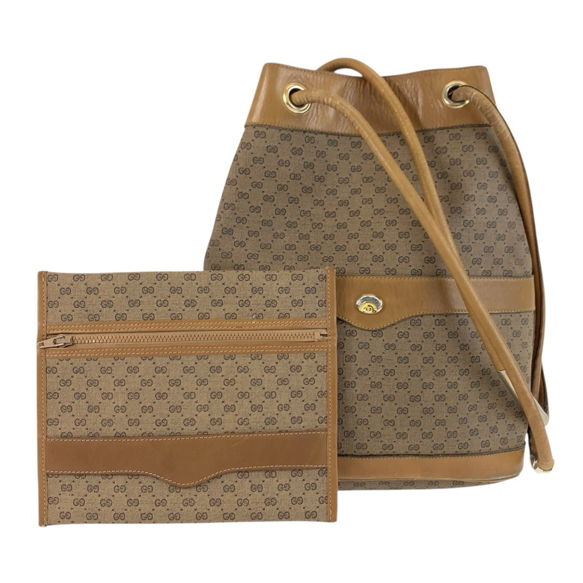 25366
GUCCI グッチ ヴィンテージ マイクロGG ベージュ ブラウン ゴールド金具 GGスプリームキャンバス 001 20 3753 ショルダーバッグ レディース AB14